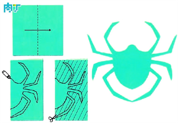 儿童对折手工剪纸 可爱小蜘蛛的剪法图解教程