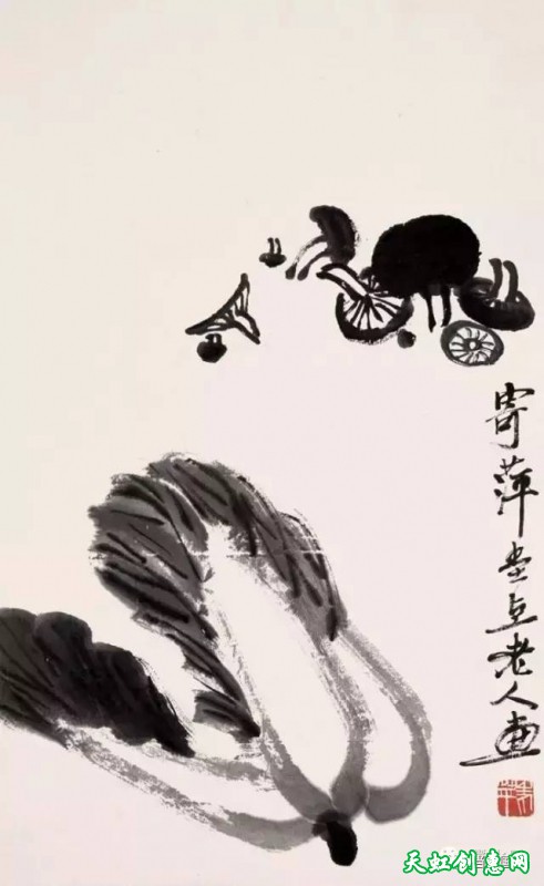 齐白石国画作品欣赏《白菜》