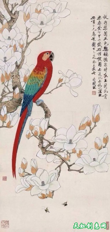 国画作品欣赏《玉兰花》