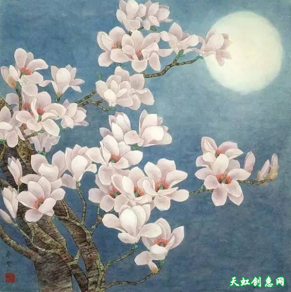 国画作品欣赏《玉兰花》