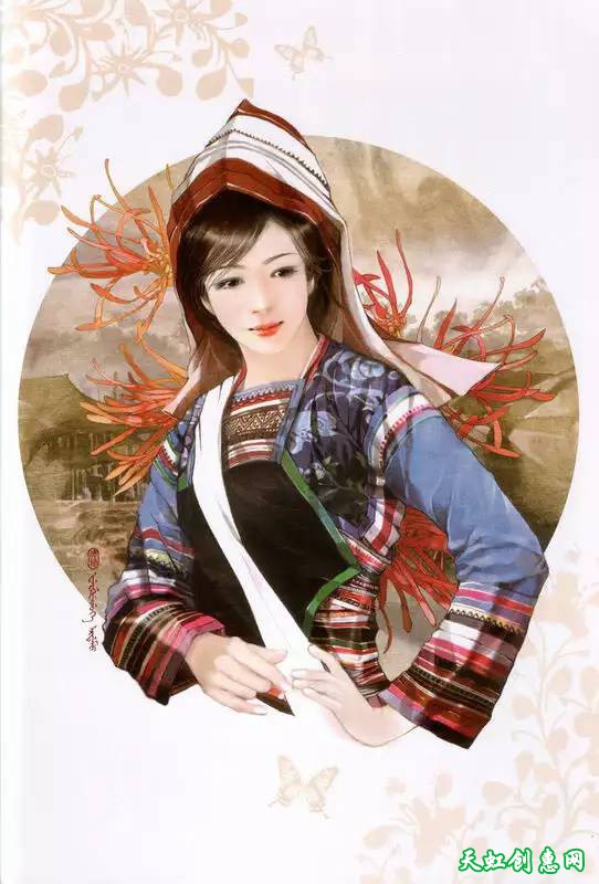 56个民族美女国画作品欣赏