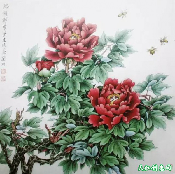 国画作品欣赏《牡丹》