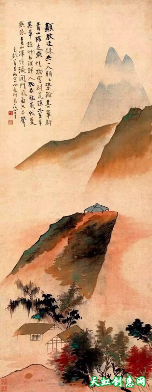 吴冠中国画作品欣赏《小镇秋色》