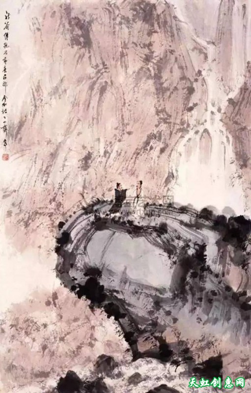 吴冠中国画作品欣赏《小镇秋色》