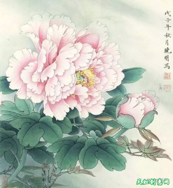 中国画作品《牡丹》