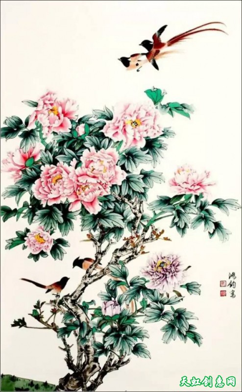 中国画作品《牡丹》