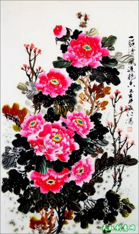 中国画作品《牡丹》