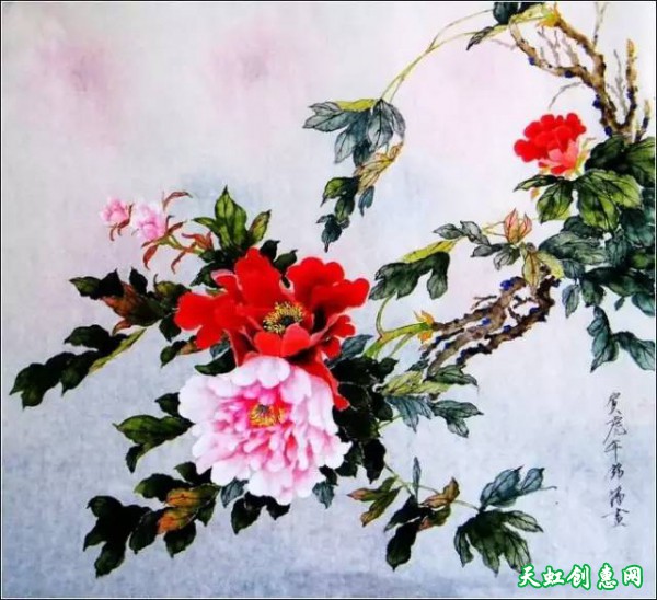 中国画作品《牡丹》