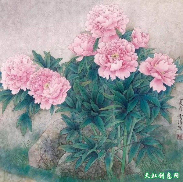 中国画作品《牡丹》