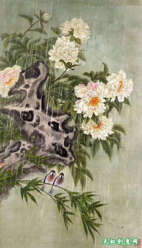 中国画作品《牡丹》