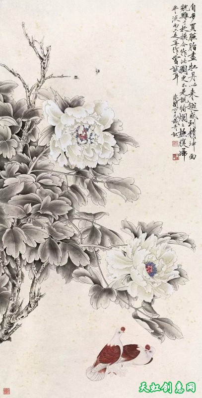 中国画作品《牡丹》