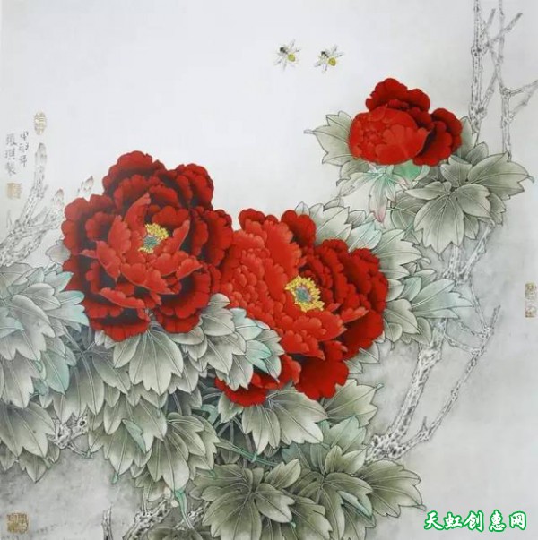 中国画作品《牡丹》