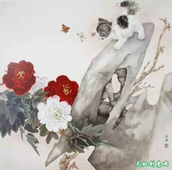 中国画作品《牡丹》