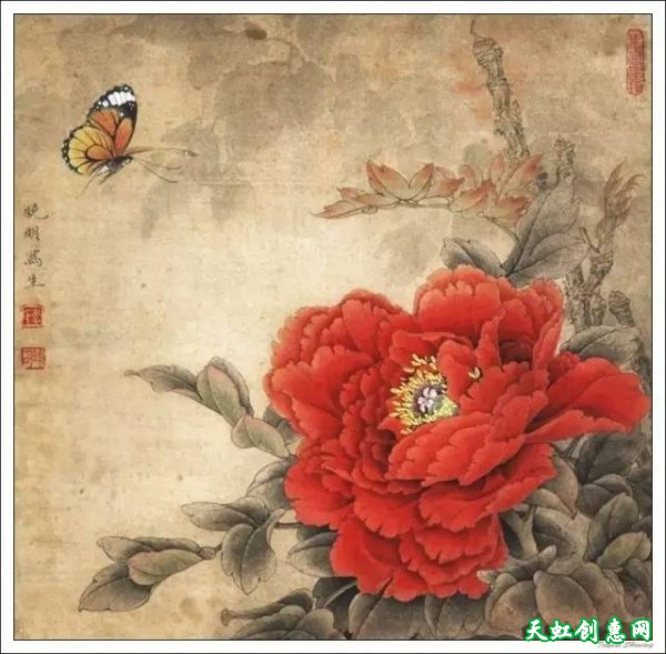 中国画作品《牡丹》