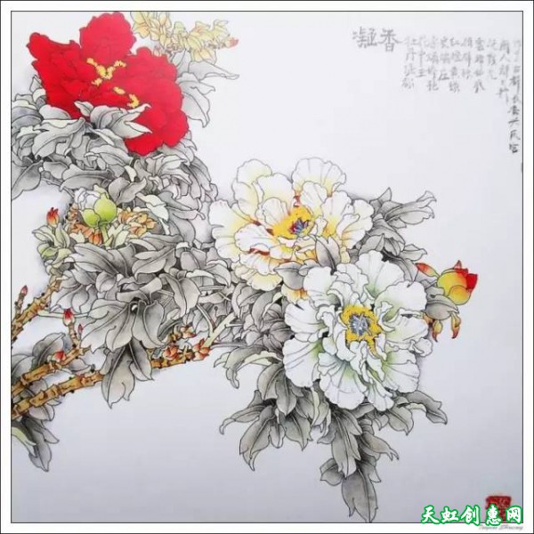 中国画作品《牡丹》