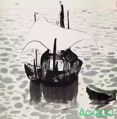 吴冠中国画作品《船》