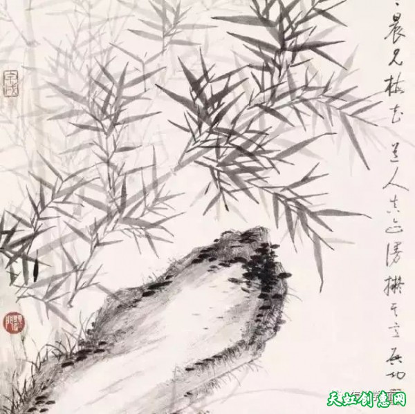 中国画作品《竹》