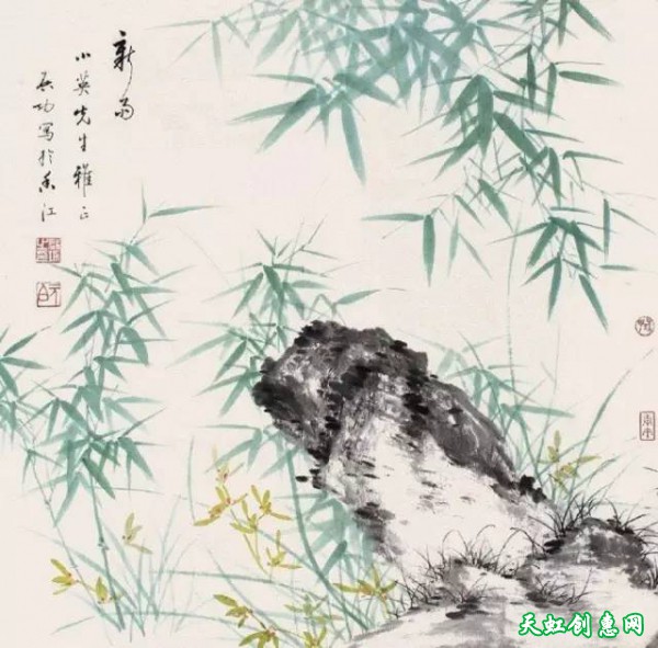 中国画作品《竹》