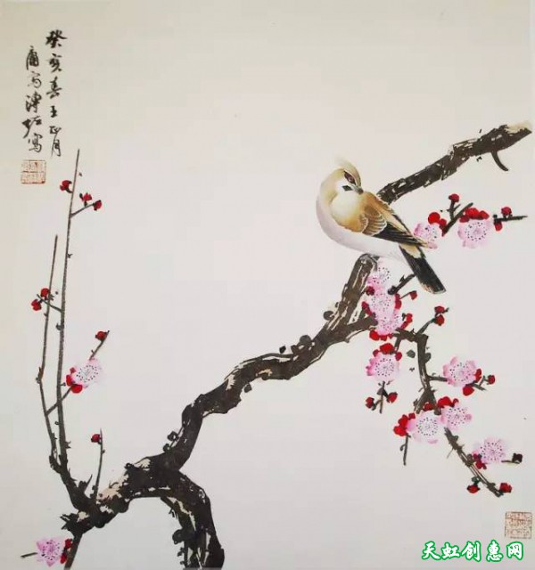 满族画家溥佐国画作品《花鸟画范》