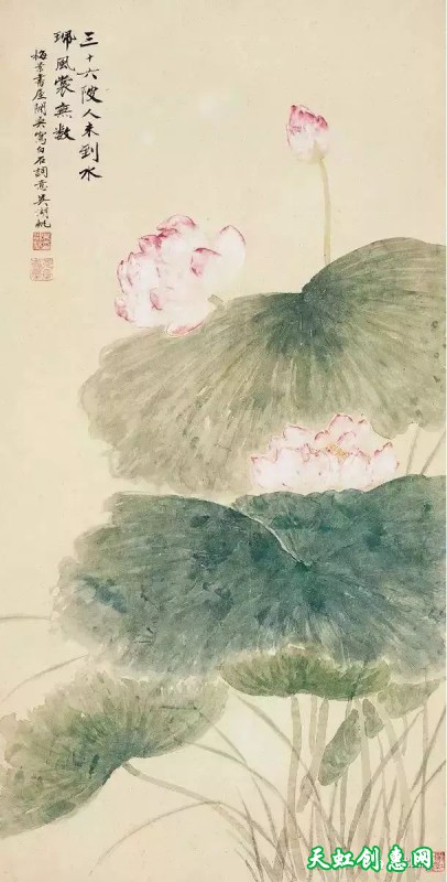 吴湖帆中国画作品《荷花》