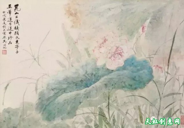 吴湖帆中国画作品《荷花》