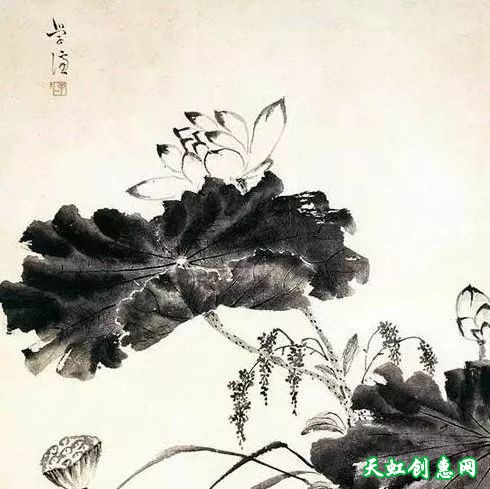 墨画作品欣赏《荷花》