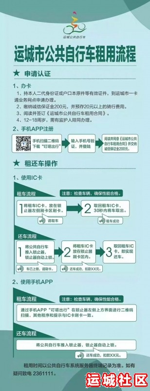 怎么办理租用归还(使用)运城市公共自行车